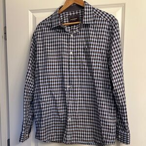 Johnston & Murphy Blue and Brown Checkered Shirt